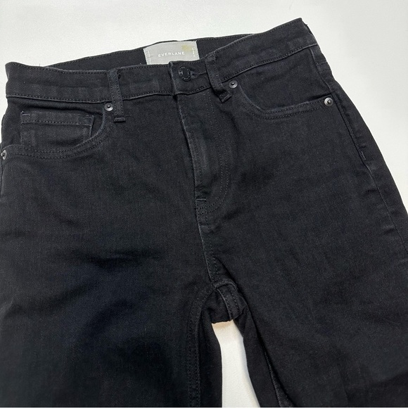Everlane High Rise Black Raw Hem Straight Denim Jeans Sz 26 - Picture 2 of 6